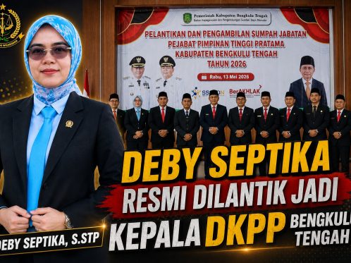 Debby Santika usai dilantik sebagai Kepala Dinas Ketahanan Pangan dan Perikanan Kabupaten Bengkulu Tengah bersama jajaran Pemerintah Daerah.