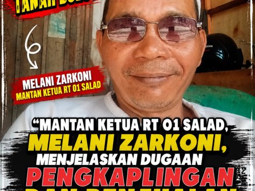 Mantan Ketua RT 01 Salad, Melani Zarkoni, menjelaskan dugaan pengkaplingan dan penjualan tanah Bulog di Kelurahan Kandang Limun, Kota Bengkulu.