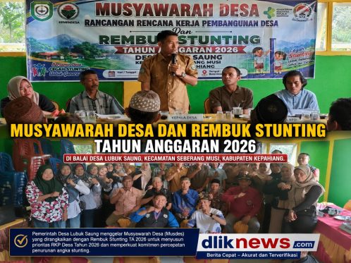 Musyawarah Desa dan Rembuk Stunting Tahun Anggaran 2026 di Balai Desa Lubuk Saung, Kecamatan Seberang Musi, Kabupaten Kepahiang.