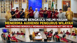 Gubernur Bengkulu Helmi Hasan menerima audiensi Pengurus Wilayah IWO Provinsi Bengkulu membahas rangkaian HUT IWO ke-14.