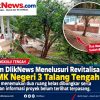 Kondisi dua ruang kelas SMK Negeri 3 Talang Tengah yang dibongkar dalam pekerjaan revitalisasi sekolah